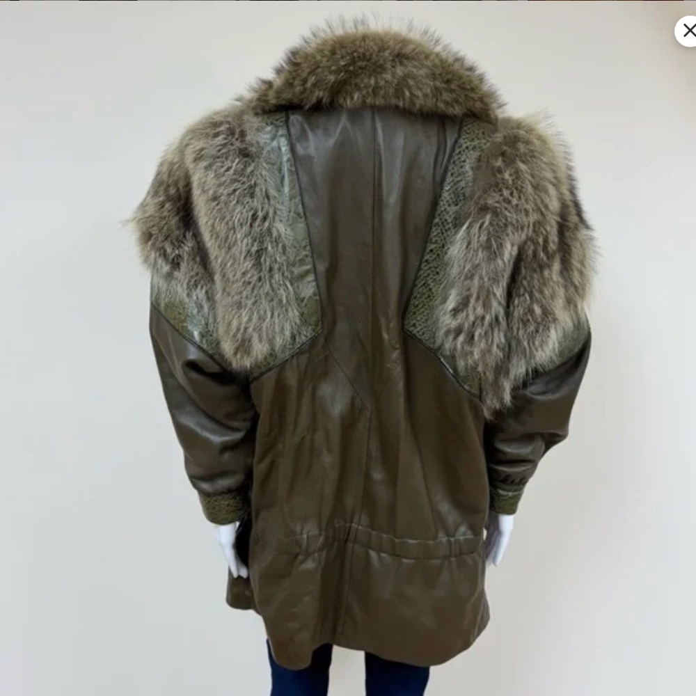 Marvin Richards Genuine Leather Snake Print Fox Fur Collar Coat Jacket Sz S - Picture 5 of 16